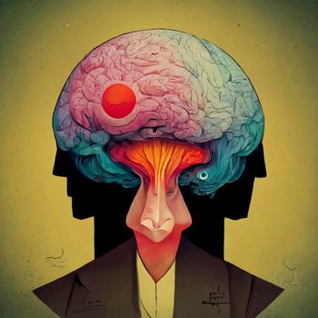 realistic illustration of the human brain. World mental health day. human brain wallpaper.