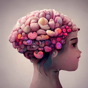 beautiful illustration of the human brain. World mental health day. human brain wallpaper.