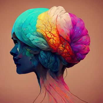 beautiful colorful and realistic illustration of the human brain. World mental health day. human brain wallpaper.