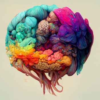 beautiful colorful and realistic illustration of the human brain. World mental health day. human brain wallpaper.