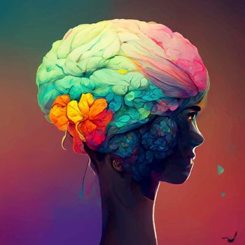 beautiful colorful and realistic illustration of the human brain. World mental health day. human brain wallpaper.