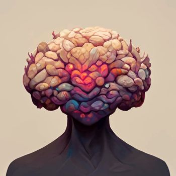 beautiful illustration of the human brain. World mental health day. human brain wallpaper.