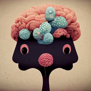 cute illustration of the human brain. World mental health day. human brain wallpaper.