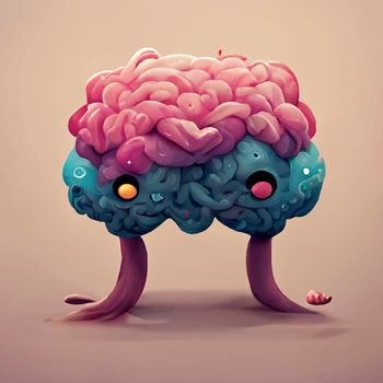 cute illustration of the human brain. World mental health day. human brain wallpaper.