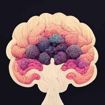 cute illustration of the human brain. World mental health day. human brain wallpaper.