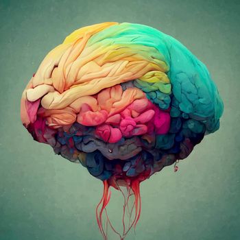 beautiful illustration of the human brain. World mental health day. human brain wallpaper.