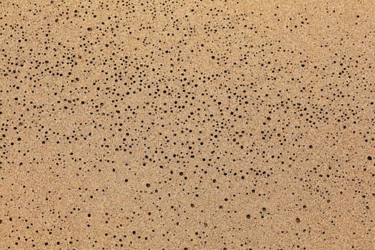 Wet sand on the beach drying water left small holes. Abstract marine nature background.