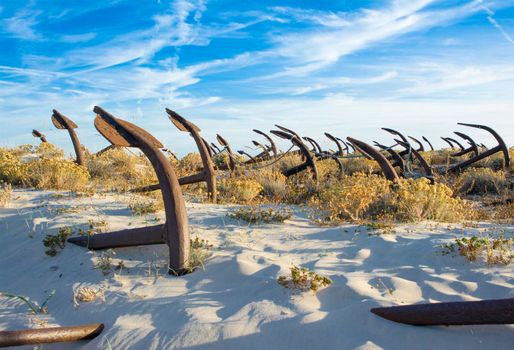 The old Anchor cemetery at the Barril beach Portugal