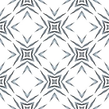 Tropical seamless pattern. Black and white ravishing boho chic summer design. Hand drawn tropical seamless border. Textile ready extraordinary print, swimwear fabric, wallpaper, wrapping.