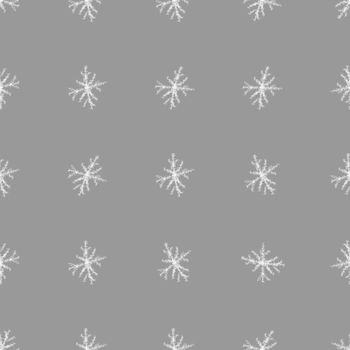 Hand Drawn Snowflakes Christmas Seamless Pattern. Subtle Flying Snow Flakes on chalk snowflakes Background. Beauteous chalk handdrawn snow overlay. Astonishing holiday season decoration.