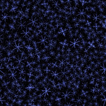 Hand Drawn Snowflakes Christmas Seamless Pattern. Subtle Flying Snow Flakes on chalk snowflakes Background. Admirable chalk handdrawn snow overlay. Curious holiday season decoration.