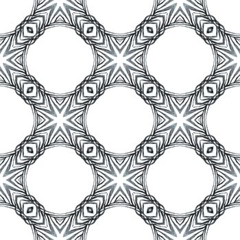 Arabesque hand drawn design. Black and white resplendent boho chic summer design. Oriental arabesque hand drawn border. Textile ready unique print, swimwear fabric, wallpaper, wrapping.