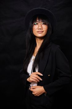 Portrait of beautiful Asian women are cool and confident in casual clothes over white background. People lifestyle concept. Mock up copy space. Fashion model. attractive elegant woman.