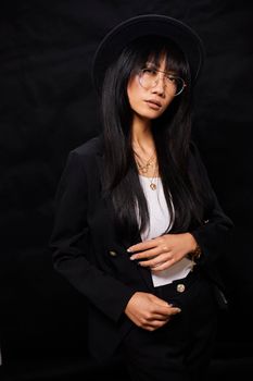 Portrait of beautiful Asian women are cool and confident in casual clothes over white background. People lifestyle concept. Mock up copy space. Fashion model. attractive elegant woman.