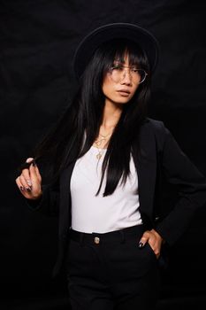 Portrait of beautiful Asian women are cool and confident in casual clothes over white background. People lifestyle concept. Mock up copy space. Fashion model. attractive elegant woman.