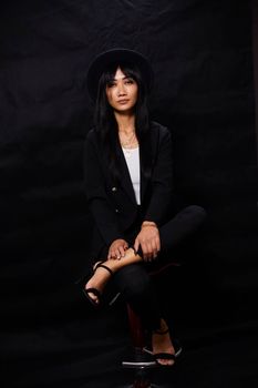 Portrait of beautiful Asian women are cool and confident in casual clothes over white background. People lifestyle concept. Mock up copy space. Fashion model. attractive elegant woman.