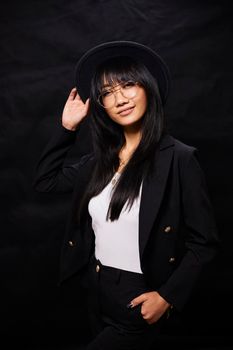 Portrait of beautiful Asian women are cool and confident in casual clothes over white background. People lifestyle concept. Mock up copy space. Fashion model. attractive elegant woman.