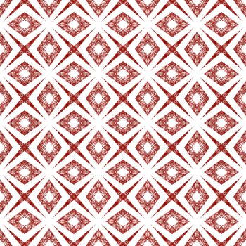 Exotic seamless pattern. Wine red symmetrical kaleidoscope background. Summer swimwear exotic seamless design. Textile ready beauteous print, swimwear fabric, wallpaper, wrapping.