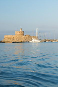 Fort of St. Nicholas in Mandaki Harbor, Rhodes, Greece