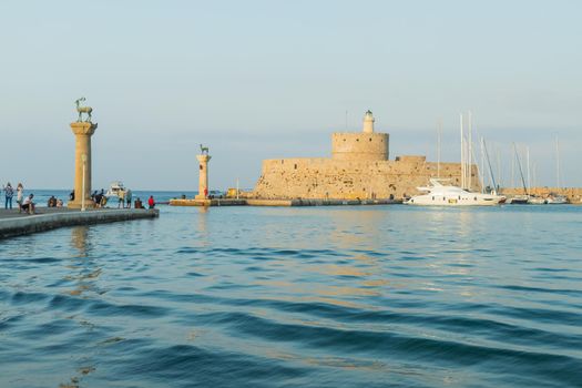 Fort of St. Nicholas in Mandaki Harbor, Rhodes, Greece