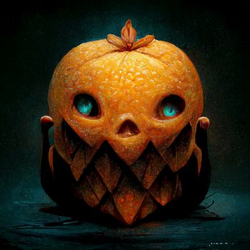 evil pumpkin realistic illustration. halloween-themed illustration. realistic Halloween background.