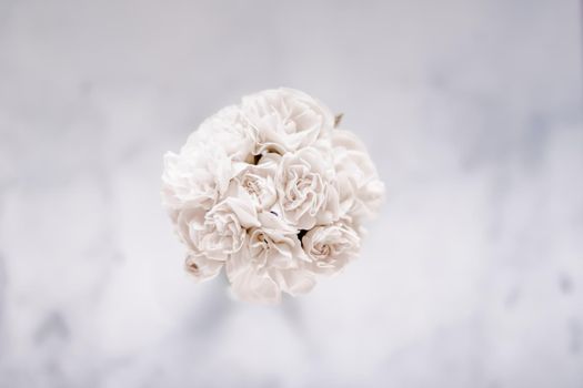 Bridal bouquet of white roses - wedding day, floral beauty, luxury event decoration concept. The happiest day of our lives