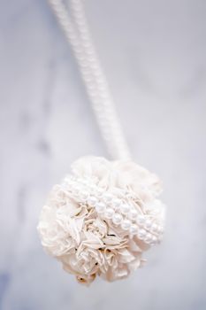 Bridal bouquet of white roses - wedding day, floral beauty, luxury event decoration concept. The happiest day of our lives