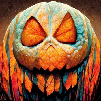 evil pumpkin realistic illustration. halloween-themed illustration. realistic Halloween background.