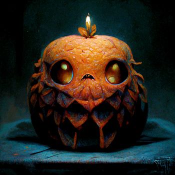 evil pumpkin realistic illustration. halloween-themed illustration. realistic Halloween background.