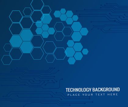 Blue technology concept background with hexagonal elements for website