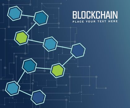 Blockchain technology background. Modern futuristic geometric hexagon blue background.