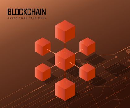Blockchain technology cube network background. Conceptual illustration of a block chain.