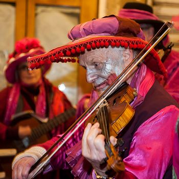 VENICE, ITALY - Febrary 22 2019: The masks of the Venice carnival 2019