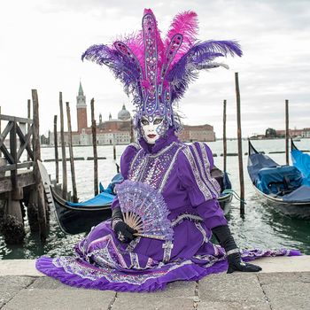 VENICE, ITALY - Febrary 23 2019: The masks of the Venice carnival 2019