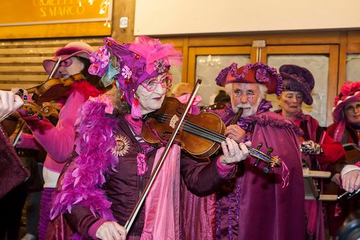 VENICE, ITALY - Febrary 22 2019: The masks of the Venice carnival 2019