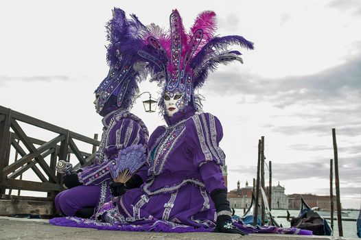 VENICE, ITALY - Febrary 23 2019: The masks of the Venice carnival 2019