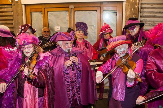 VENICE, ITALY - Febrary 22 2019: The masks of the Venice carnival 2019