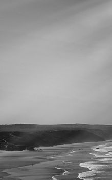 Coastal art print, monochrome and seascape concept - Atlantic ocean coast scenery, fine art