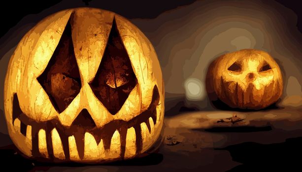 evil pumpkin realistic illustration. halloween-themed illustration. realistic Halloween background.