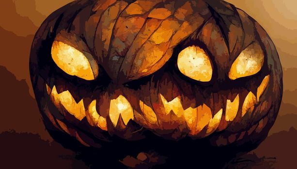 evil pumpkin realistic illustration. halloween-themed illustration. realistic Halloween background.