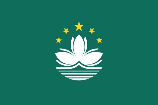 A Macao flag background illustration green yellow stars white lotus