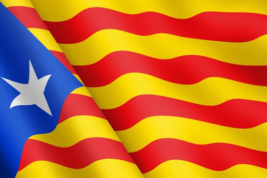 A Catalonia Independence flag 3d illustration wind ripple
