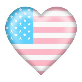 A United States of America trans gender flag heart button isolated on white with clipping path 3d illustration