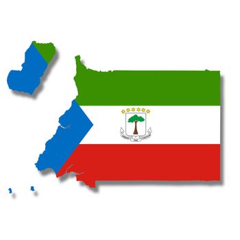 An Equatorial Guinea map on white background with clipping path to remove shadow 3d illustration