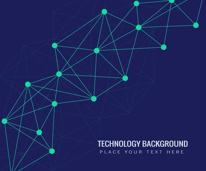 Block chain global network technology concept. Network nodes plexus dark blue background