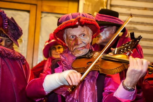 VENICE, ITALY - Febrary 22 2019: The masks of the Venice carnival 2019