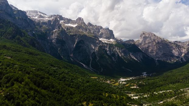 Scenic paradisiac landscape view of Albanian Alps mountains. Traveling, exploring, holiday concept.