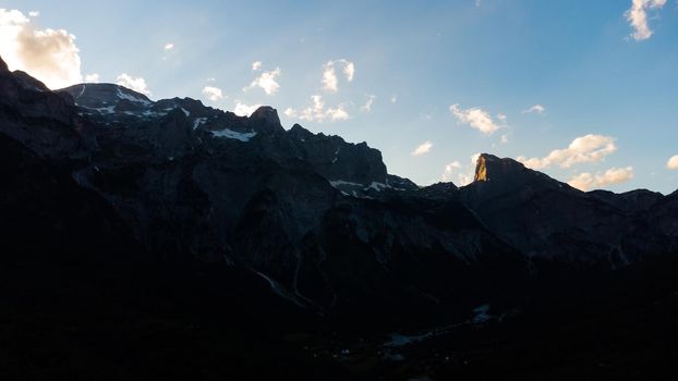 Mountain landscape in national park Theth in the Albanian alps