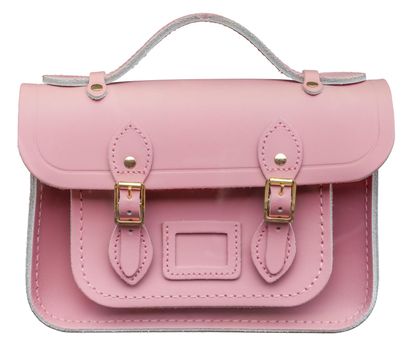 Isolated Retro Style Rose Pink Luxury Leather Satchel