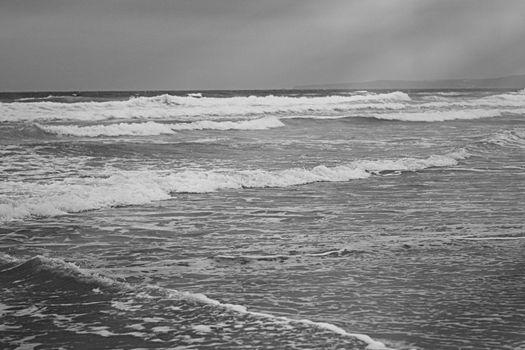 Coastal art print, monochrome and seascape concept - Atlantic ocean coast scenery, fine art